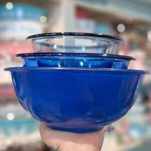 3pc Pyrex Mixing Bowls, Ombre Blue,  Vintage Nesting Bowls, Pyrex 322 323 325